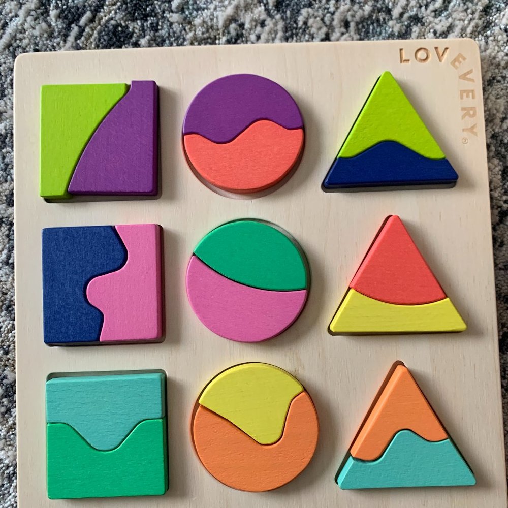LOVEVERY Montessori Land and Sky Two-Part Wooden Puzzle Board